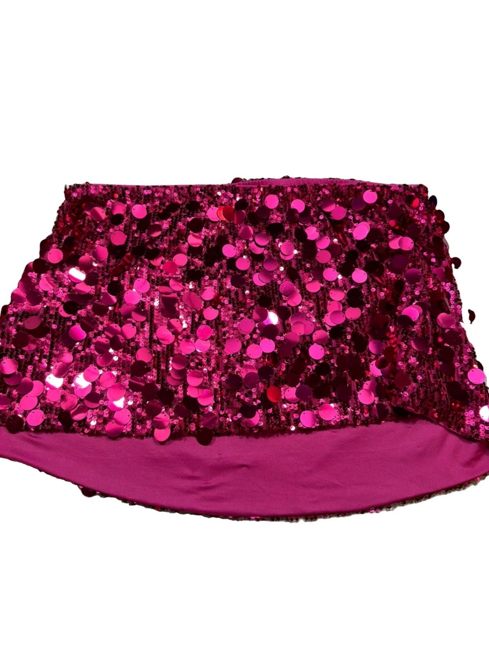 PINK BLING GOGO Dancer Sequined mini SKIRT Size 2xl Women Barbie Glam 80s Disco